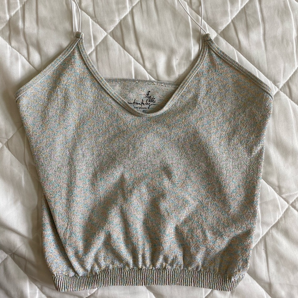 Sparkly silver and colorful crop top